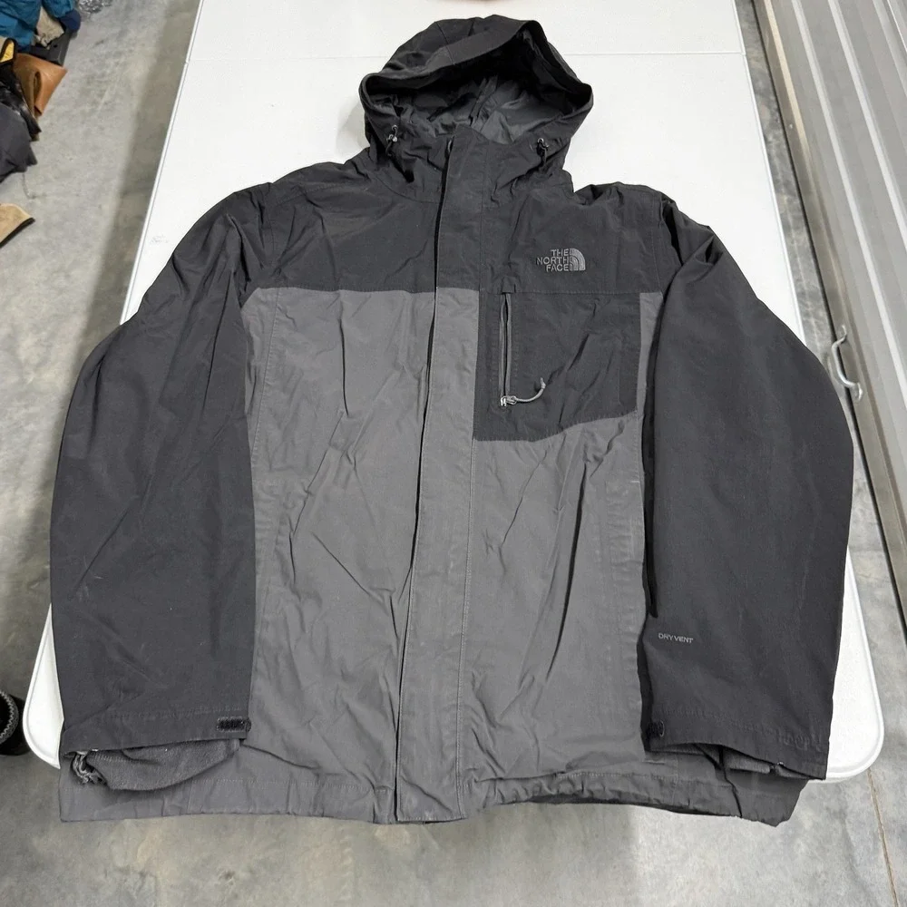The North Face DryVent Jacket Mens XL Grey Black Good Hooded Waterproof Shell